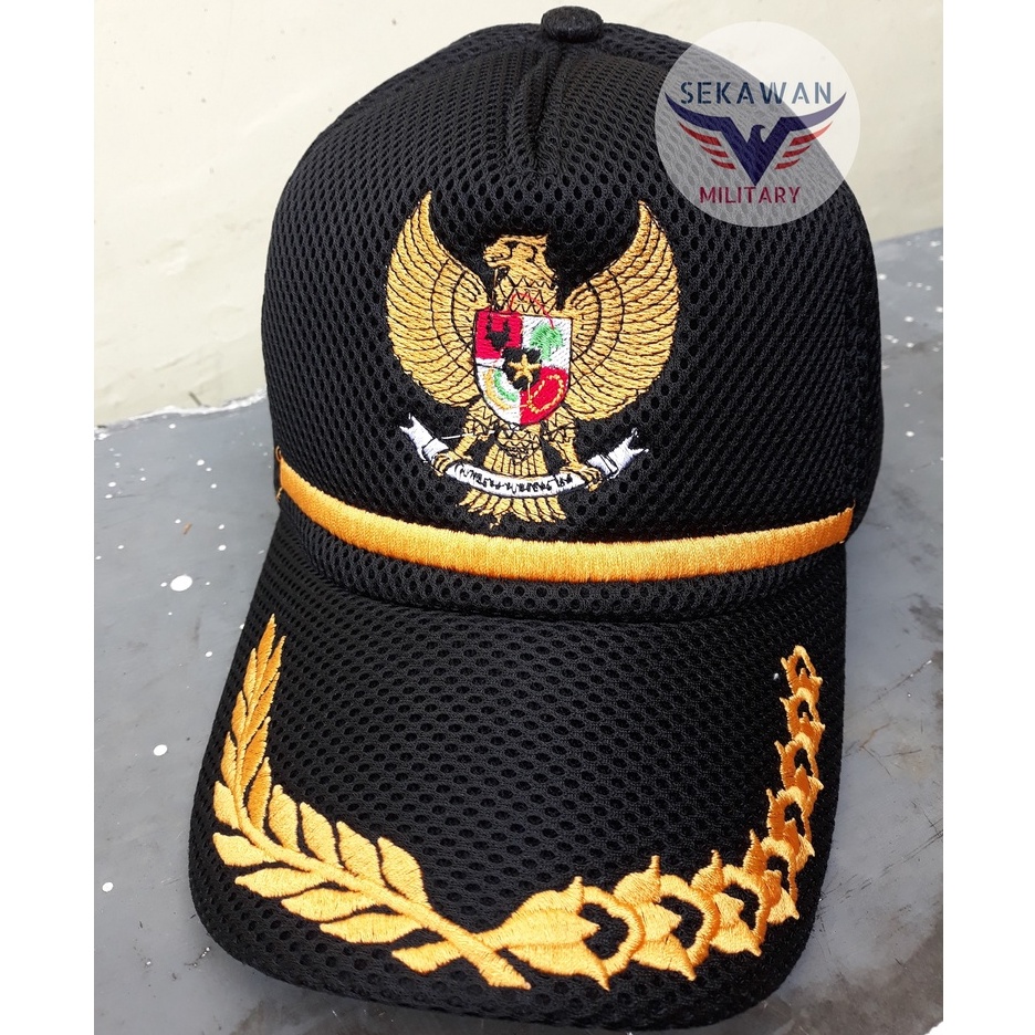 Topi Hitam Garuda  Topi Padi Kapas Garuda Kepala Desa