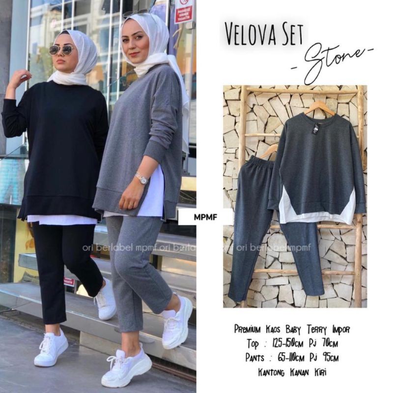 READY SIAP KIRIM  VELOVA SET SPORTY / SETELAN BAJU OLAHRAGA WANITA JUMBO