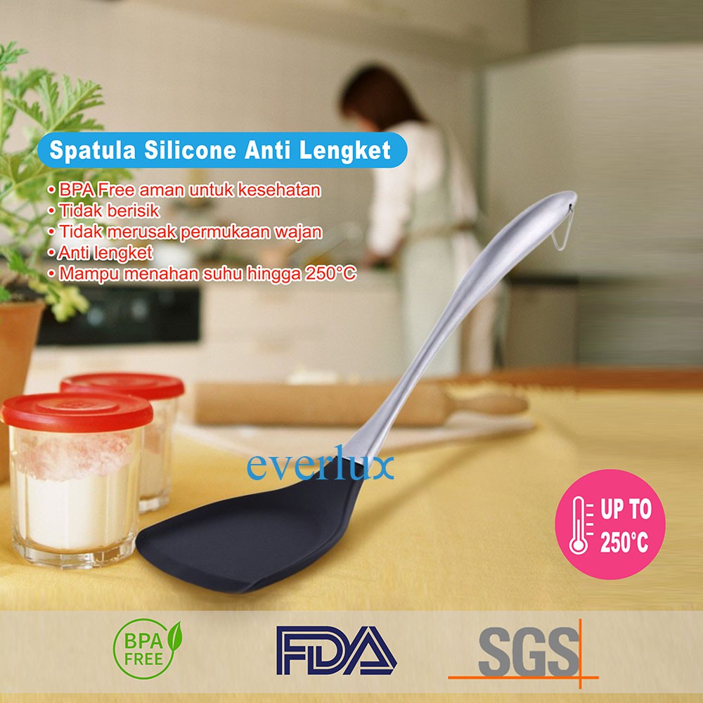 SPATULA SILICON Hitam FDA - SUTIL Silikon set - Turner silicone black bpa-free