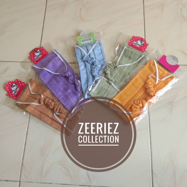 Masker kain polos/hijab serut/tali karet