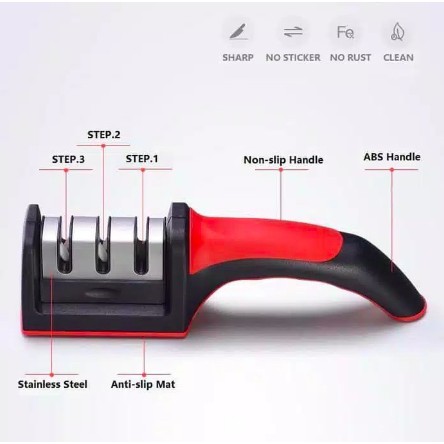 Pengasah Pisau Berkualitas Triple Head Alat Pengasah Pisau Knife Sharpener Swift Sharp High Quality