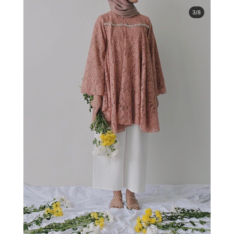 Arinda Brukat Blouse Tunik Atasan Kondangan Kebaya Abaya