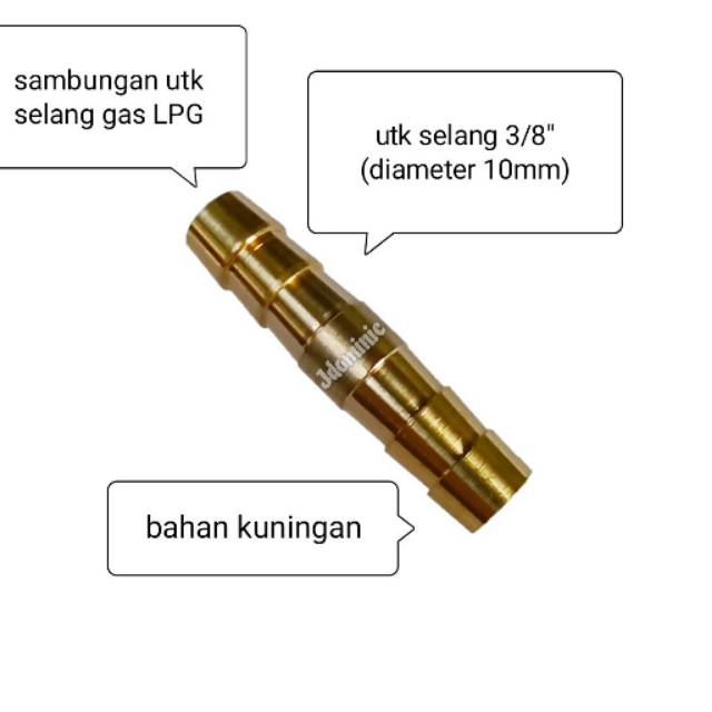 sambungan selang gas LPG - kompor tungku rinnai modena hose joint 3/8" inchi inc diameter lubang dal