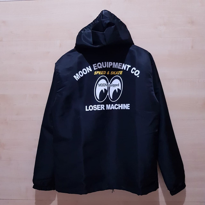 JAKET HOODIE COACH WINDBREAKER MOONEYES X LOSER MACHINE BLACK - M