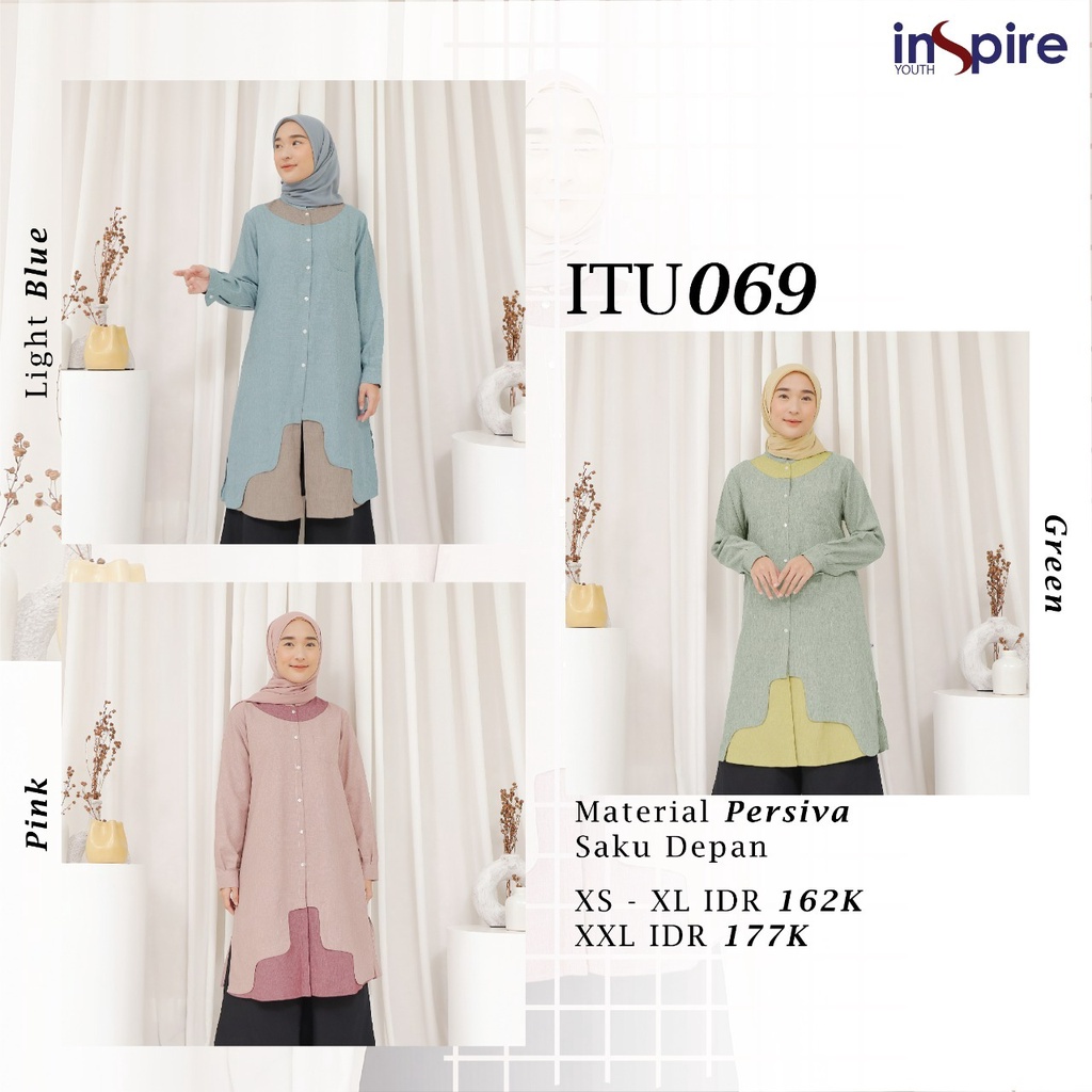 Inspire ITU 69 Tunik wanita Bahan Persiva Atasan muslimah terbaru baju remaja masakini