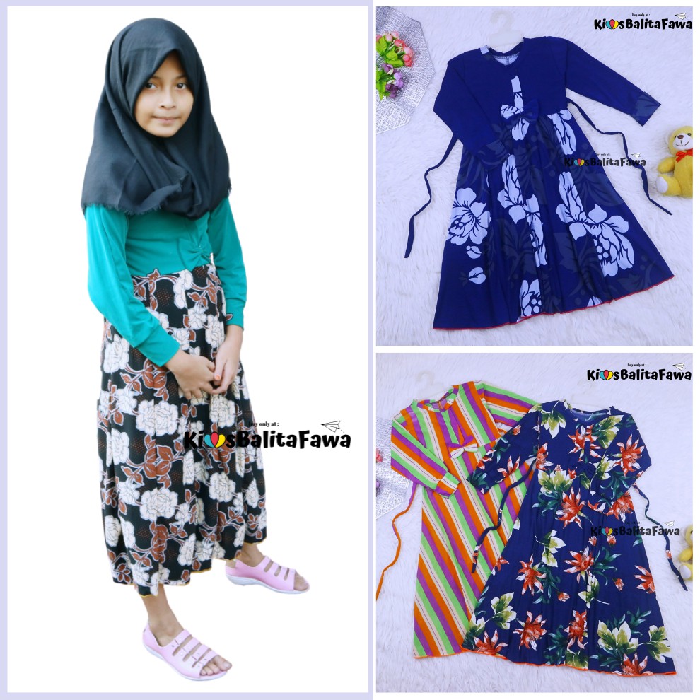 Gamis Pita Uk 6-7 Tahun / Gamis Anak Baju Panjang Ngaji Murah Lengan Dress Muslim Anak Perempuan