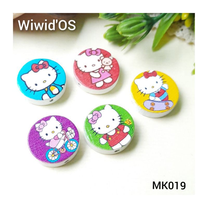 (5 bj) MANIK KAYU HELLO KITY 2 CM MK019