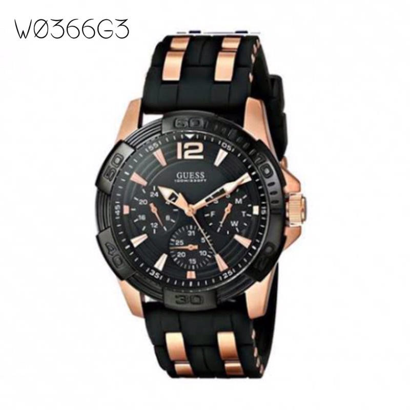 JAM TANGAN PRIA GUES CHORONO RUBBER STRAP ORIGINAL BM