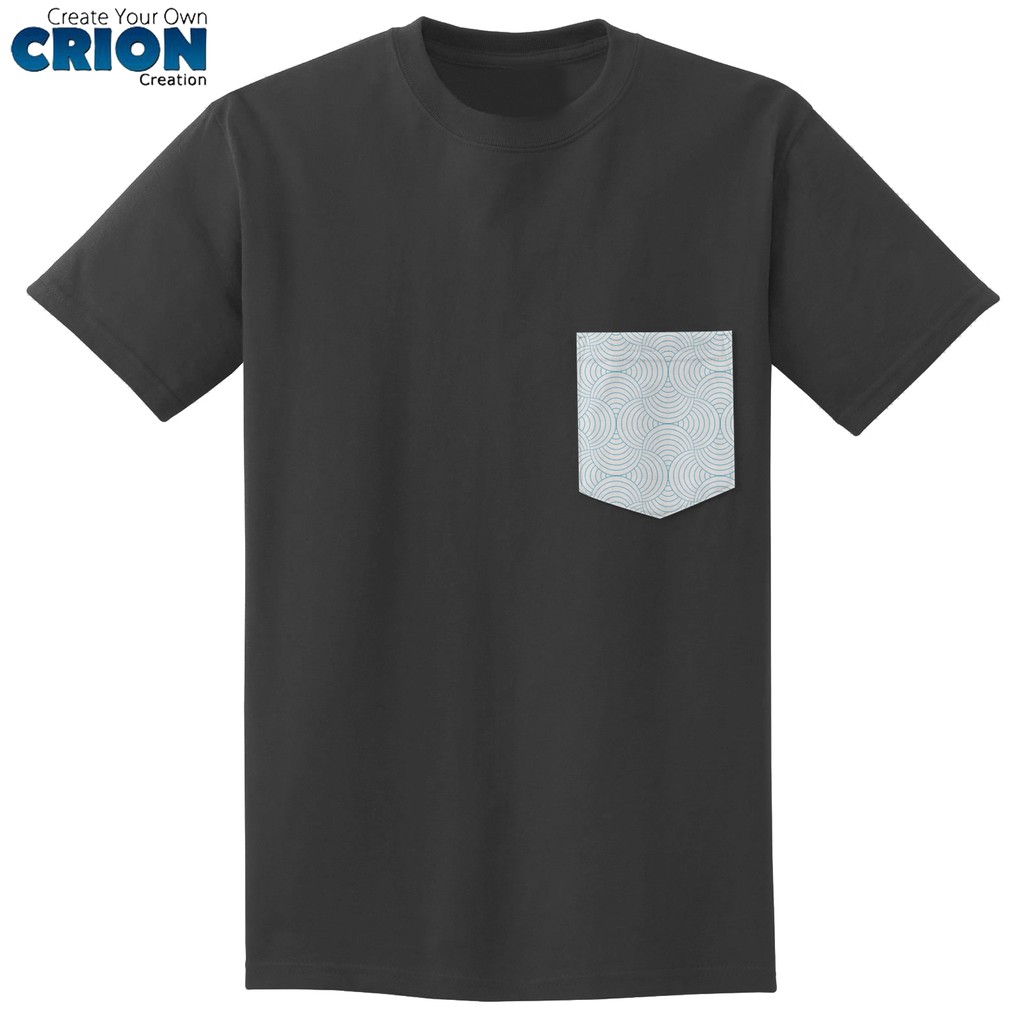 Crion Casual Tees Abstract Line Pocket Pattern - Kaos dengan Kantong