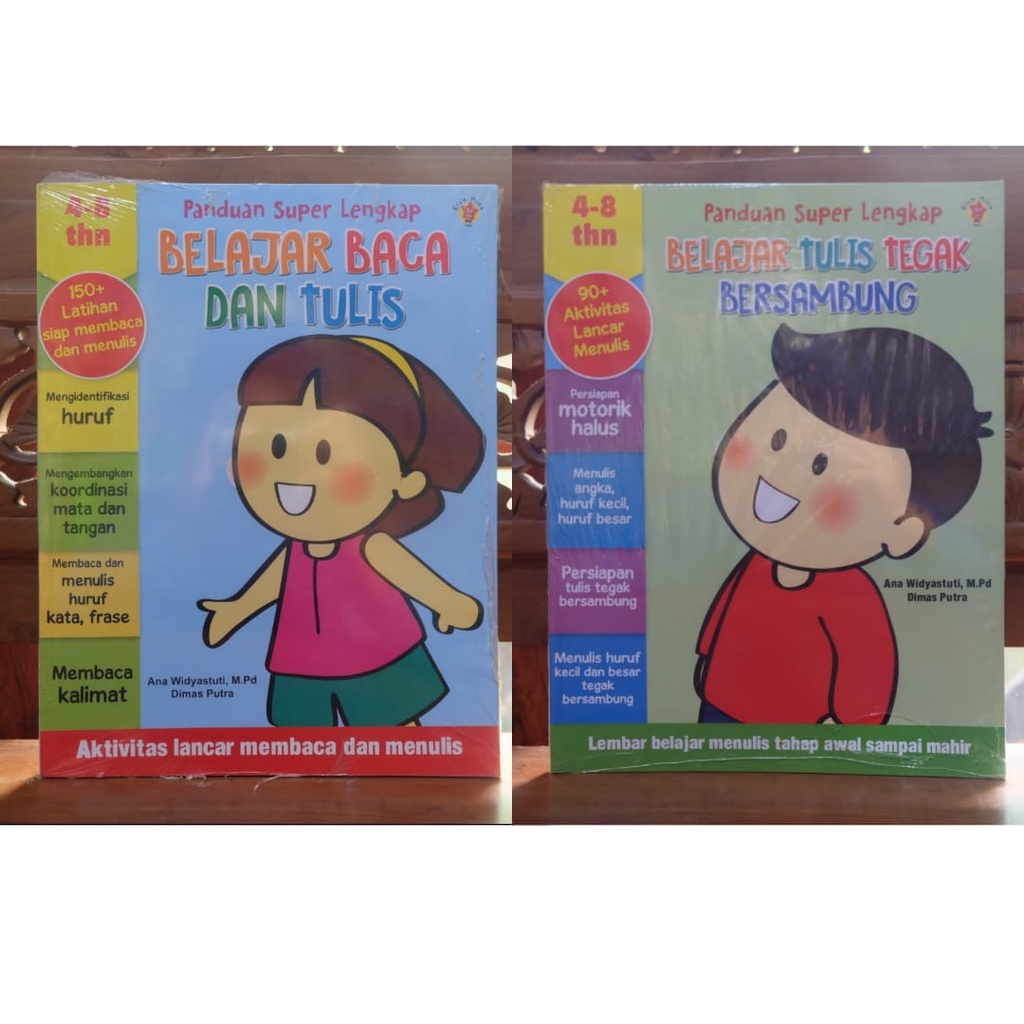 PANDUAN SUPER LENGKAP - Buku Aktivitas Anak Belajar Baca Tulis & Huruf Tegak Bersambung. Menulis Ang