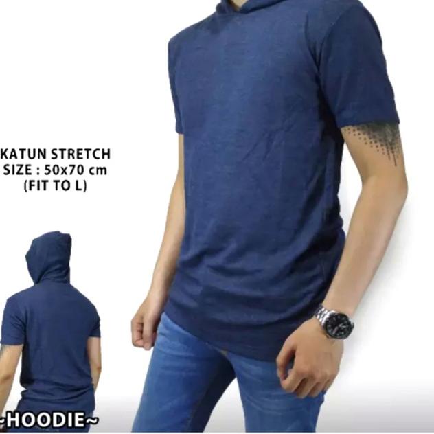 baju kaos polos hoodie kupluk topi jaket sweater pria - Hitam