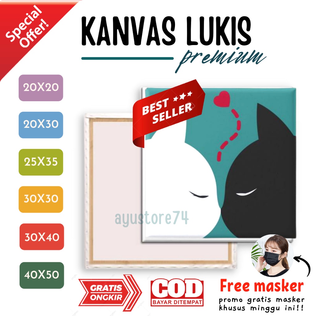 

Kanvas Lukis Putih siap pakai - kanvas Cat Akrilik bonus masker - kanvas lukis 20x20 / 20x30 / kanvas lukis A3