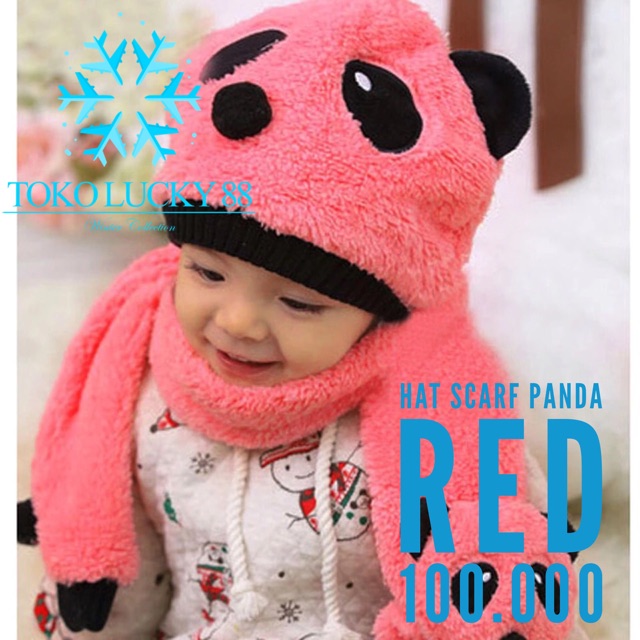 IMPORT Hat Scarf Panda Topi Syal Anak Rajut Wool Domba Musim Dingin