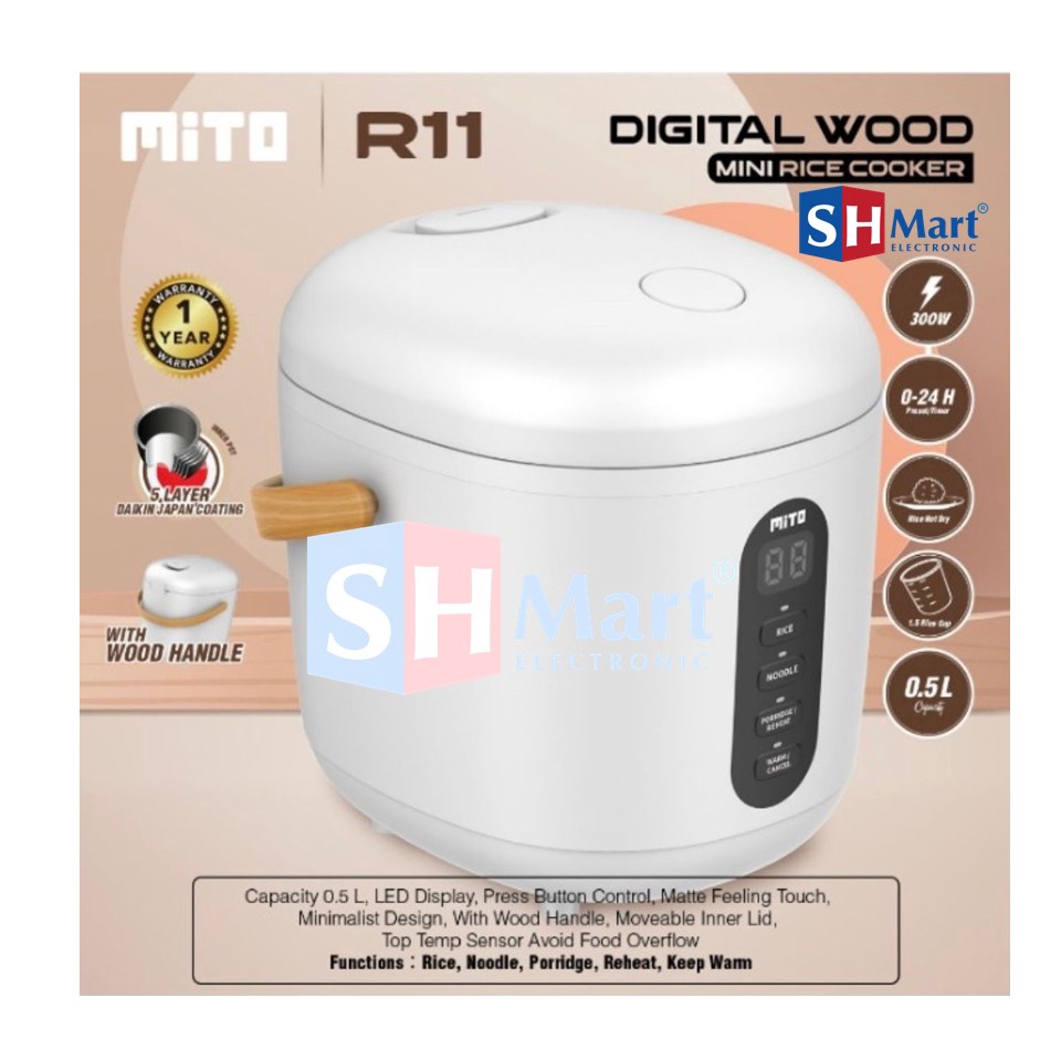 RICE COOKER MITO MINI DIGITAL R11 KAPASITAS 0,5 LITER GARANSI RESMI