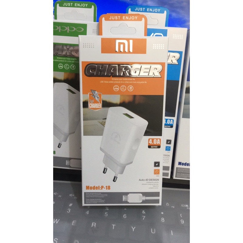 charger branded P 18    5v 4A / casan hp  samsung / xiaomi / oppo / vivo