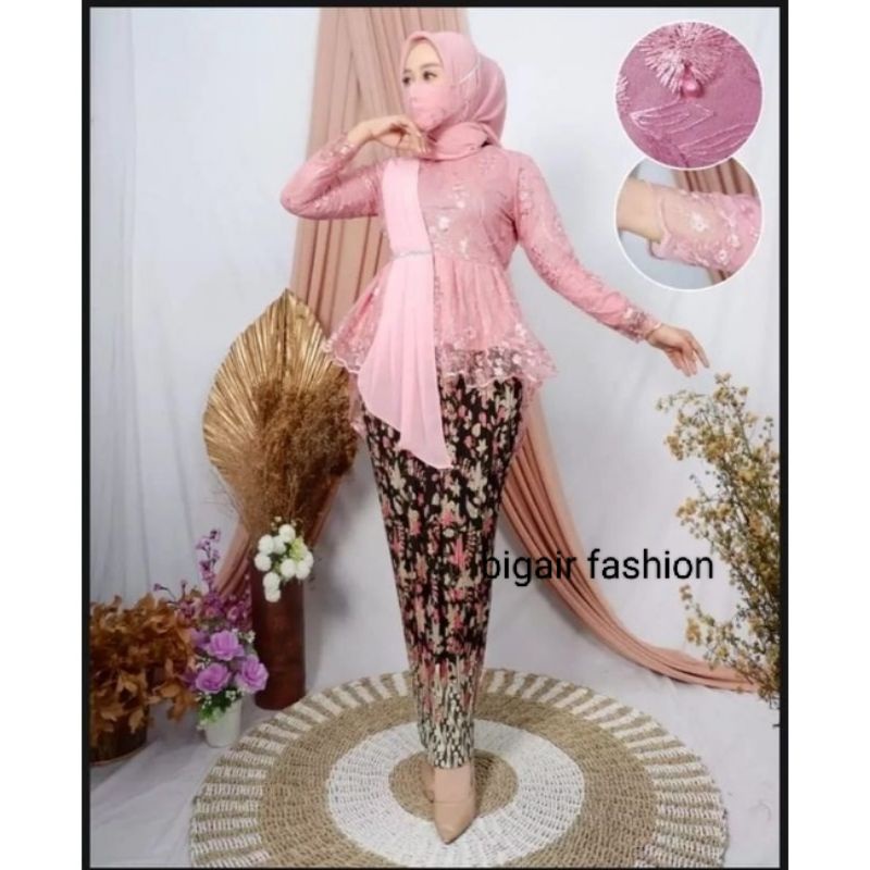 SETELAN KEBAYA AURORA SELENDANG MODERN - SETELAN KEBAYA MODERN - BLOUSE AMALIA - KEBAYA KEKINIAN -BY BA