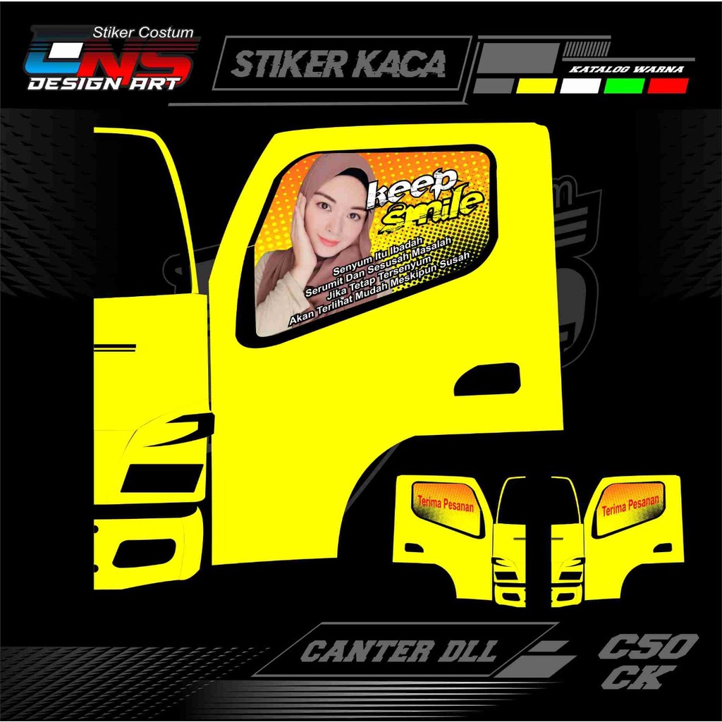 stiker kaca pintu truk/canter/pickup stiker variasi kaca truk/canter/pickup stiker cewek