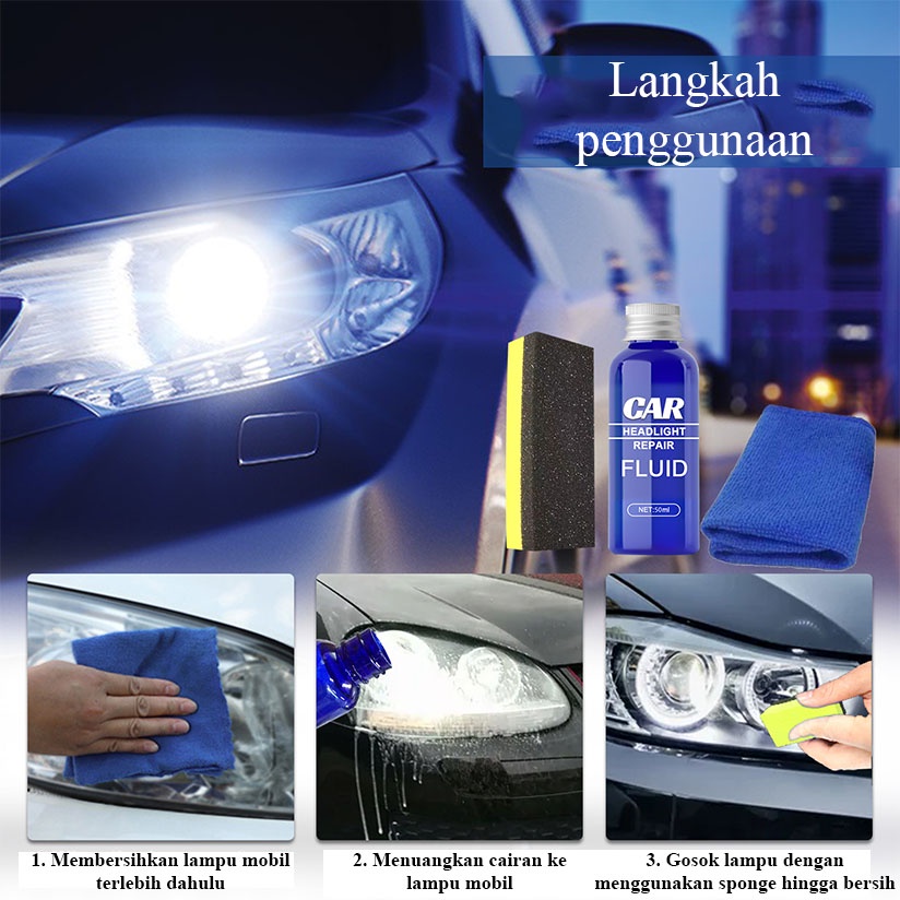 Headlight Polish Restorer Cairan Pembersih Kaca Mika Lampu Mobil Motor Pengkilap Headlamp Restore Repair Liguid Wax Kaca Mobil 30 ml