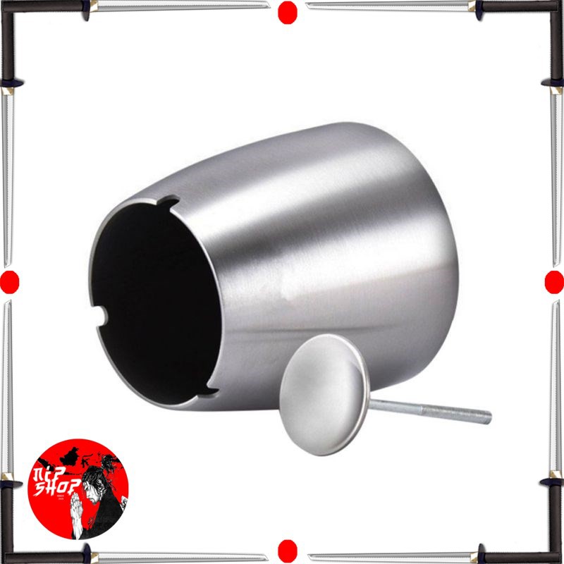 Asbak Rokok Anti Angin Cone Cylinder Stainless Steel- Silver