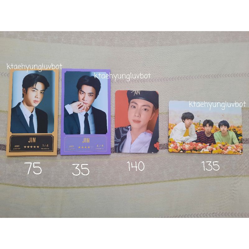 jin dicon baret kimline pout ly japan kim line love yourself unit 5 jin bbc message card no 1 / gold