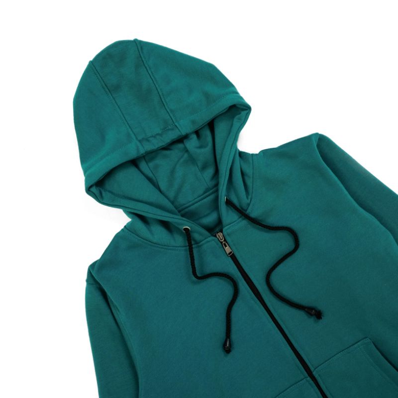 LinkaweOriginal Jaket Hoodie sletting Basic M L XL free sticker & gantungan kunci pria dan wanita 2-Hijau tosca