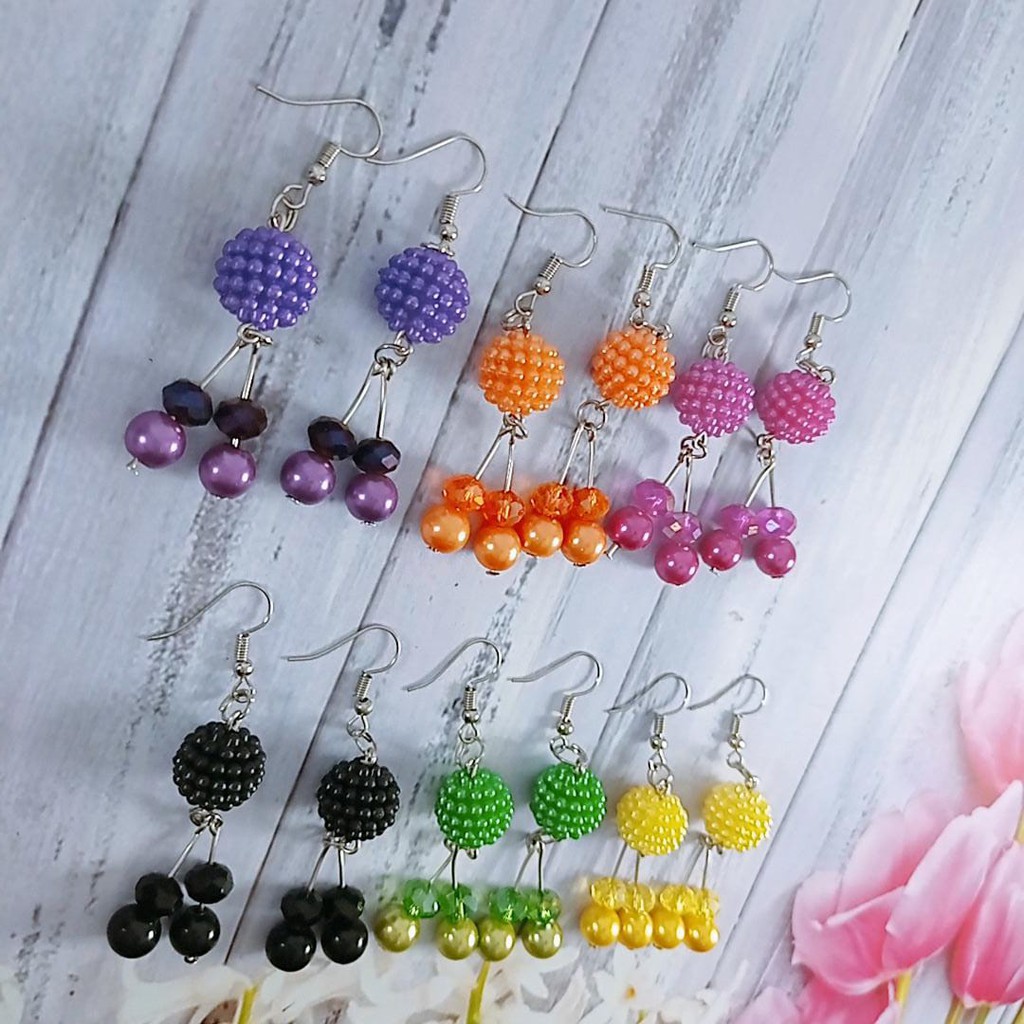 Giwang Cantik / Anting Korea murah /Anting Tusuk Gantung Desain Hias Kristal  Handmade Untuk Wanita