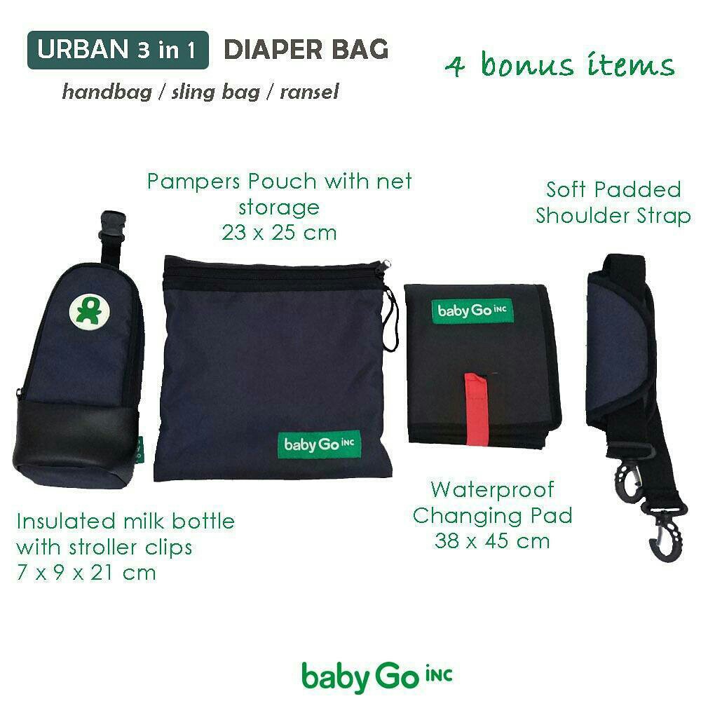 BabyGo Baby Go Inc Urban 3 in 1 Diaper Bag