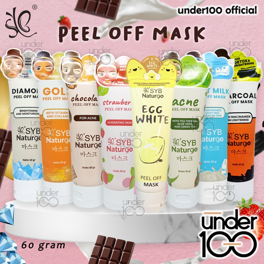 ❤ UNDER 100 ❤ SYB NATUR90 Peel Off Mask Goat milk | Diamond | Gold | Charcoal TUBE Naturgo (✔BPOM) 60g