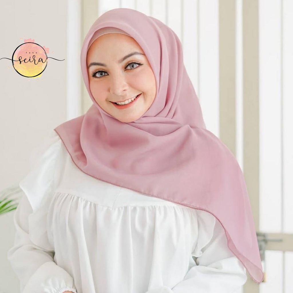 [BISA COD] Bella Square Hijab Segiempat / Kerudung Segi Empat Bella Square / Jilbab Segiempat Bela (Kain Tebal Adem Tidak Menerawang)-Salem
