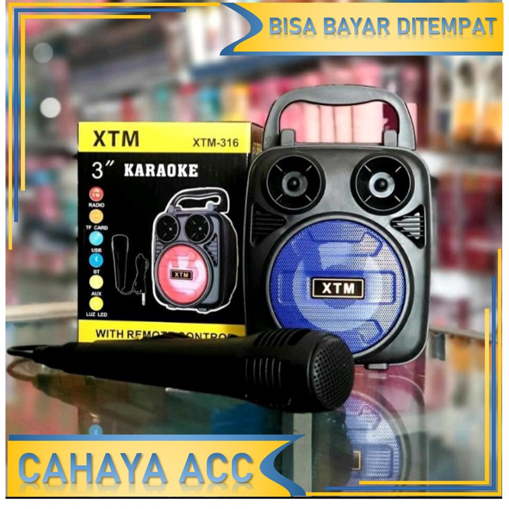 Speaker Bluetooth XTM 316 Free Mic Speaker Mic Karaoke Wireless Portable Music Speaker Bluetooth Karaoke XTM 316 Speaker 3&quot;