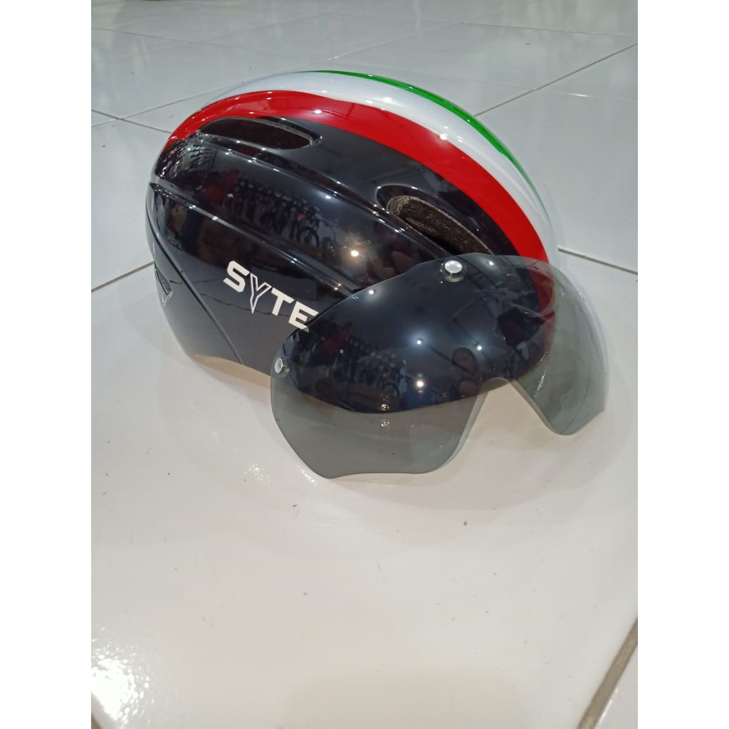 helm sepeda syte+kacamata UV/helem sepeda dangan kacamata