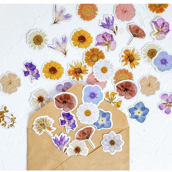 [MILOLI] 46 Pcs FLOWER Deco Sticker Planner DIY Scrapbook Stiker Bunga Dekor Kotak - B0030-2