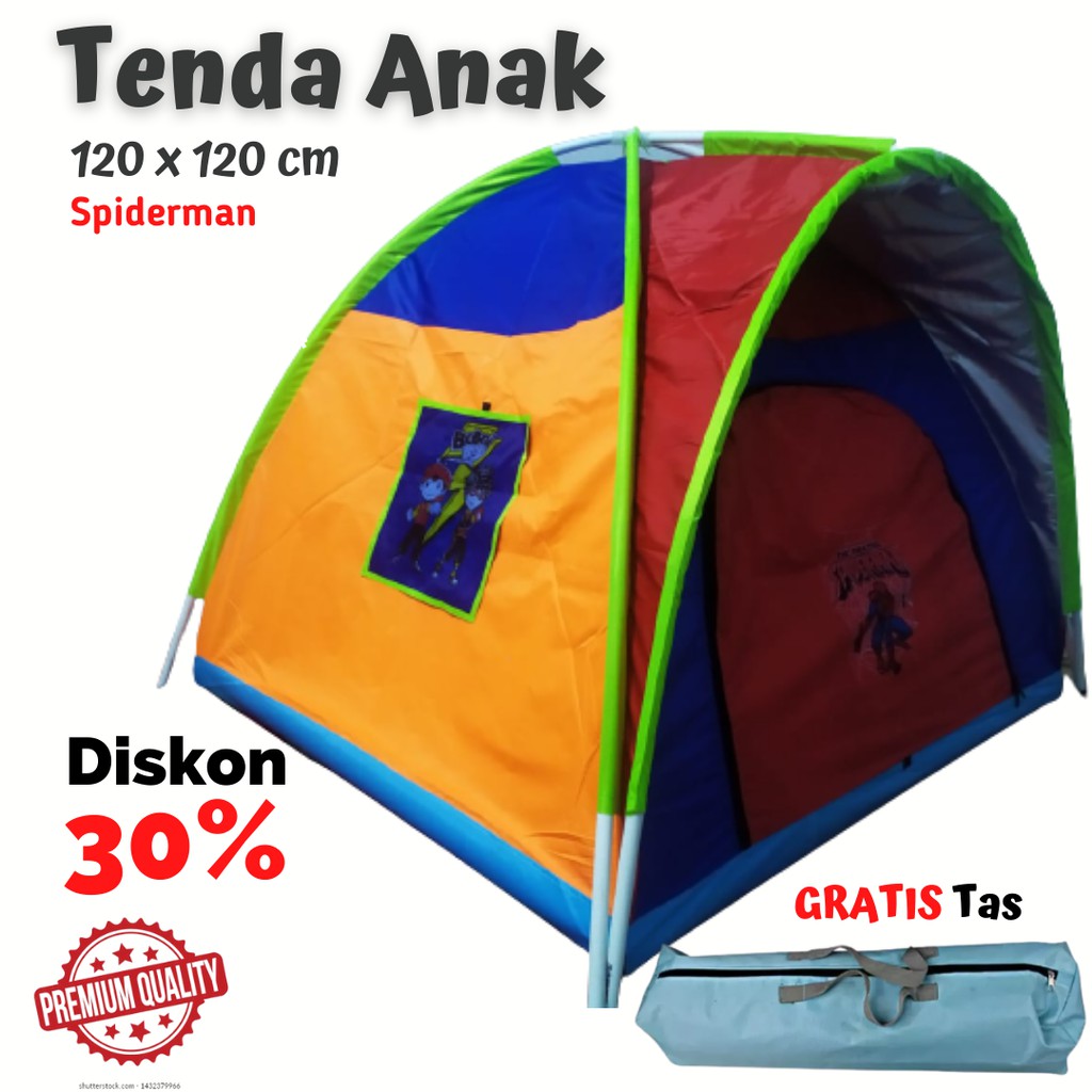 Tenda Anak Murah Karakter Spiderman Tenda Camping Anak Ukuran 120 x 120 cm Grosir Tenda Anak