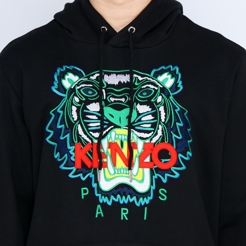 Ken. Tiger Hoodie Black Green