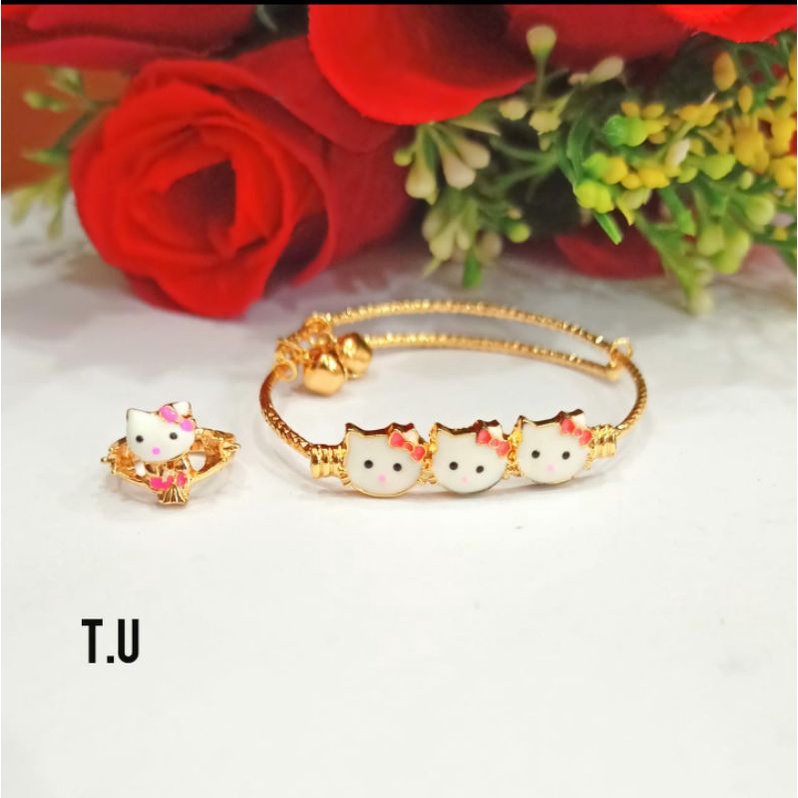 Gelang Kolong Anak Free Cincin Cat Berbagai motif Karakter Perhiasan Anak Gold dan Silver (COD)