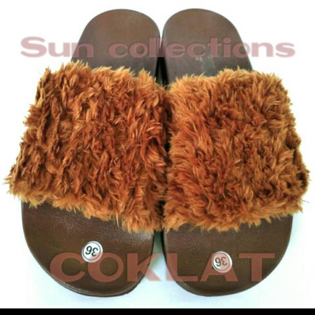 Sandal Selop Karet/Jelly/Rubber Full Colour Bulu import