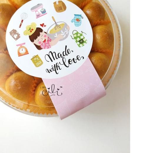 

♛ (SN07) stiker made with love untuk toples 500gr (uk 8x15cm) ♂