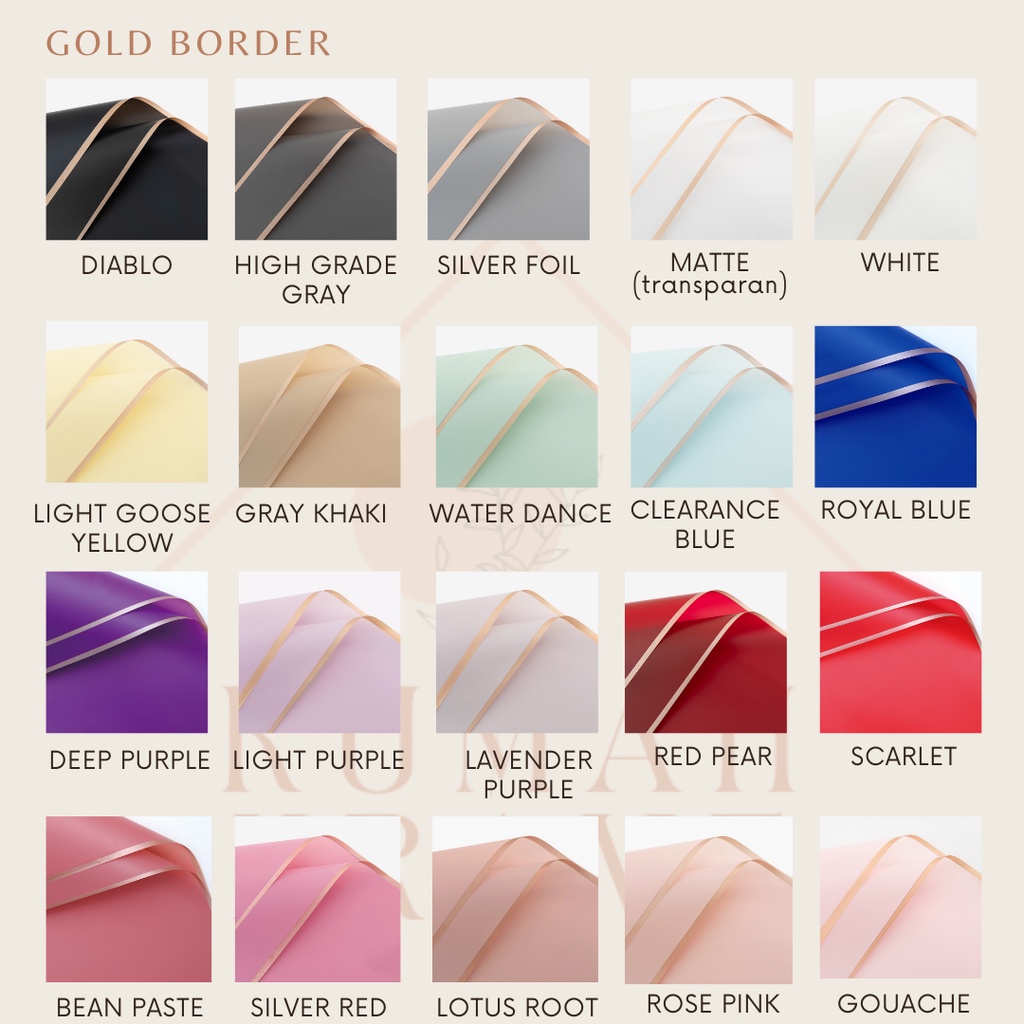 

RUMAH KRAVE - Gold Border Frame Cellophane Wrapping Paper Kertas Bunga