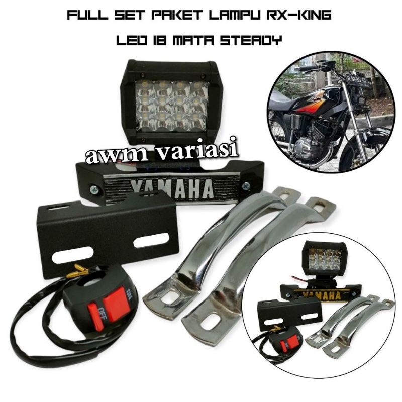 paket lampu sorot 12 mata RX king set kumisan dan begel samping RX king plus lampu stop mini red bonus saklar on of