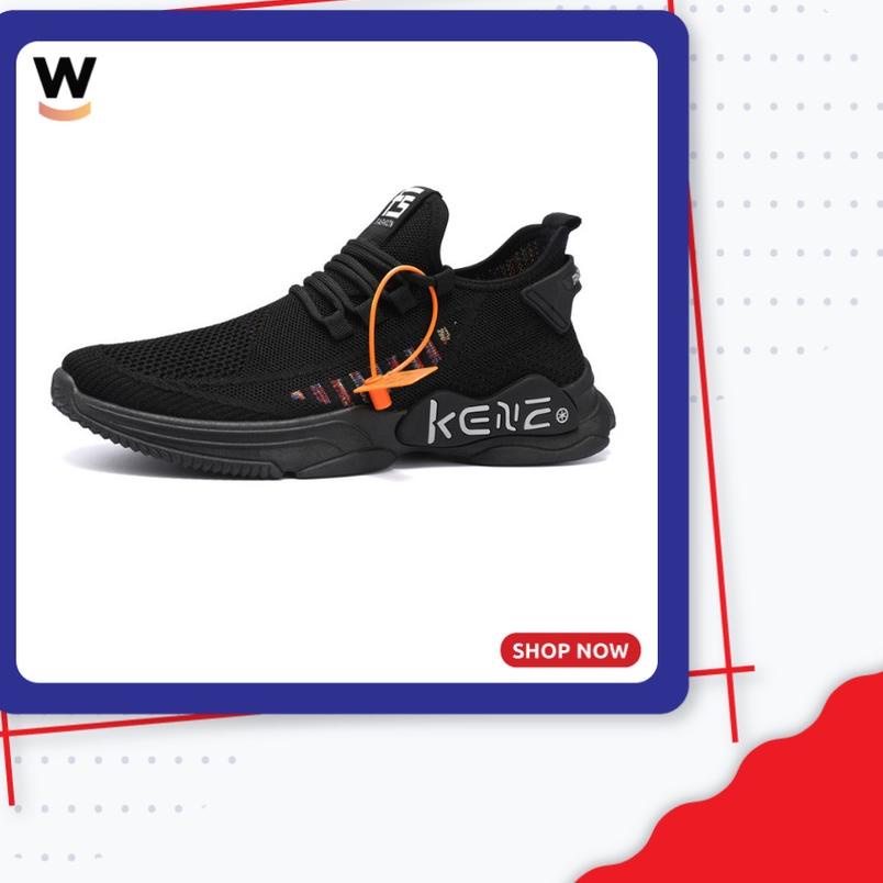 ۞ WAADOO Sport Shoes Pria MH04 Sepatu Running Olahraga Hitam ◙