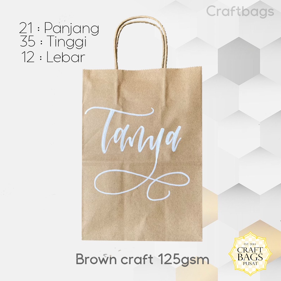 

(CUSTOM) Paper bag coklat bebas desain 35x12x21 CM / Paper bag packing olshop online shop / Papperbag Kertas Kado Souvenir wedding packing / Paperbag warna coklat murah
