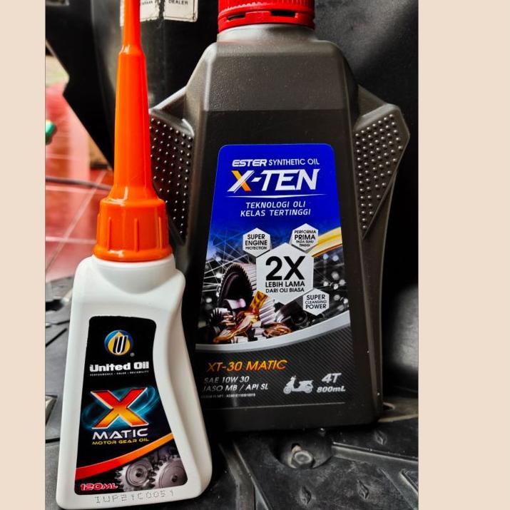 Banyak Dipakai.. Paket Oli MATIC HONDA XTen/X-Ten 10W30 800ml + Oli Gardan/Gearbox United Oil X-Mati