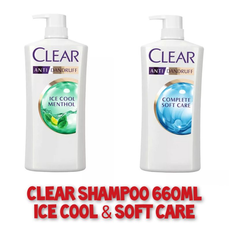 CLEAR Shampo Anti-Dandruff Ice Cool Menthol / Complete Soft Care 660ml