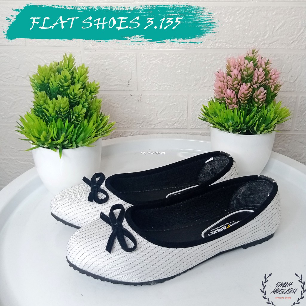 SEPATU WANITA FLATSHOES BLACKPANDA MOTIF GARIS DAN PITA MURAH BISA COD