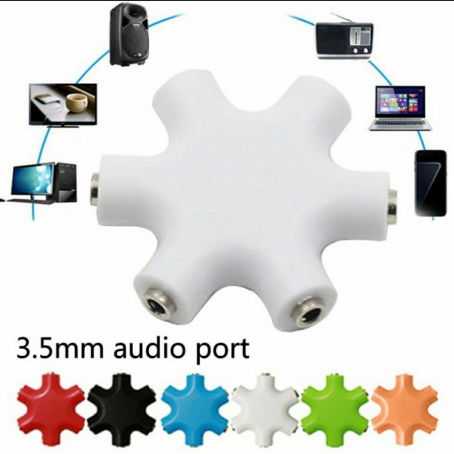 AUDIO SPLITER 6IN1 - AUDIO EARPHONE ADAPTER FEMALE 5IN1 JACK 3.5MM - SC