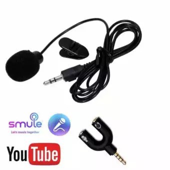 PAKET Youtuber Smule Clip On Mic 2 garis plus splitter U untuk HP