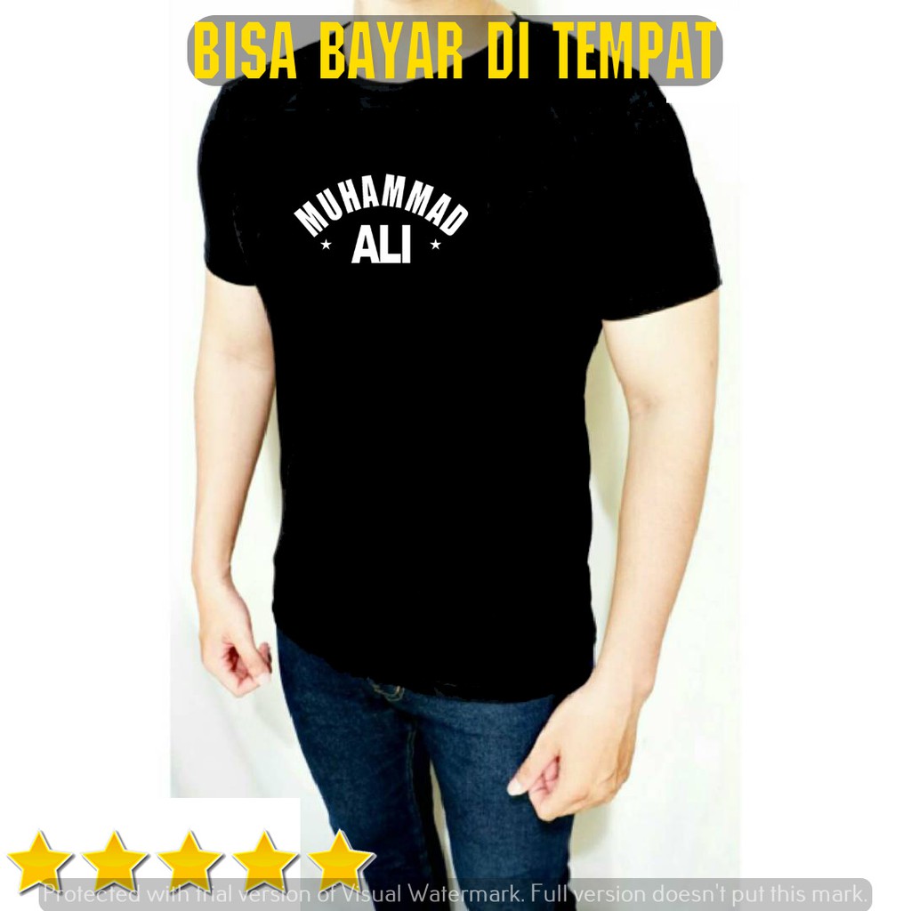 Baju Fitnes Gym Pria Muhammad Ali kaos hitam