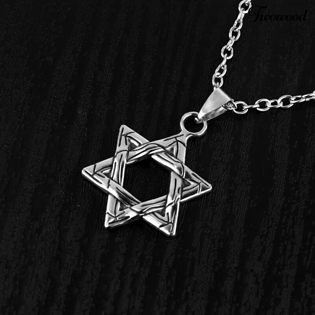 Kalung Rantai Liontin Hexagram Gaya Hip Hop Untuk Unisex