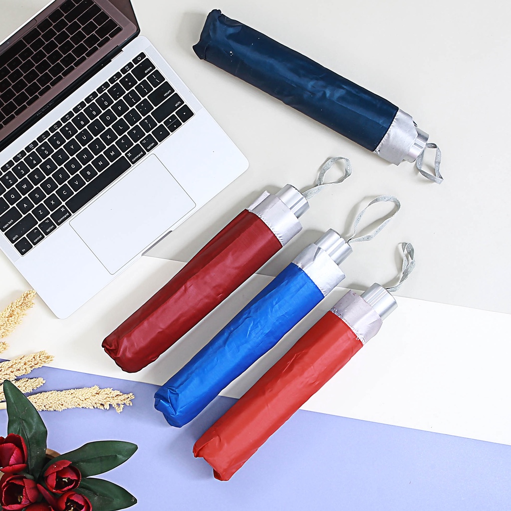 Payung Lipat Jumbo Polos List Silver A4 Fashion Jepang Korea  10 jari Anti UV Kualitas Tinggi Mutu Terjamin