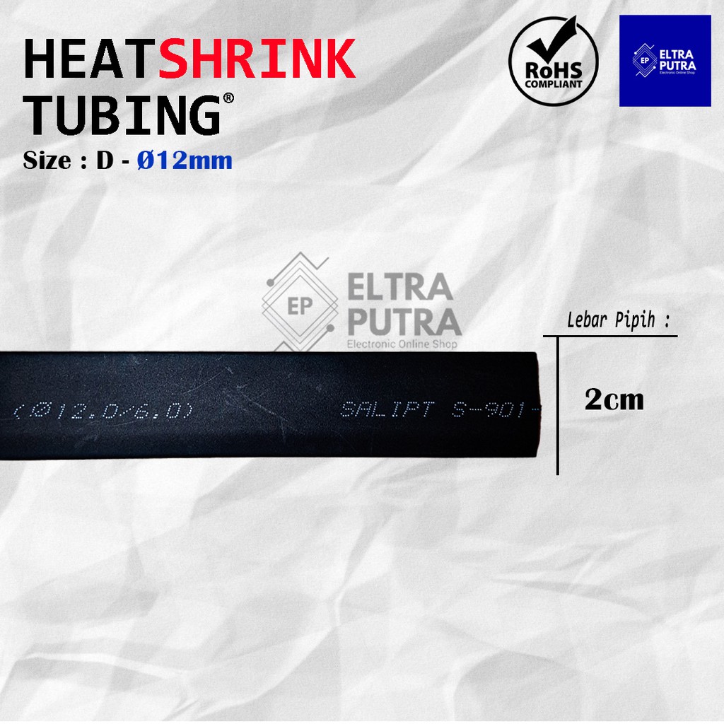HEATSHRINK 12mm Warna Warni LENGKAP Ecer, Selongsong Selang Bakar ISOLASI BAKAR (1 Meter)